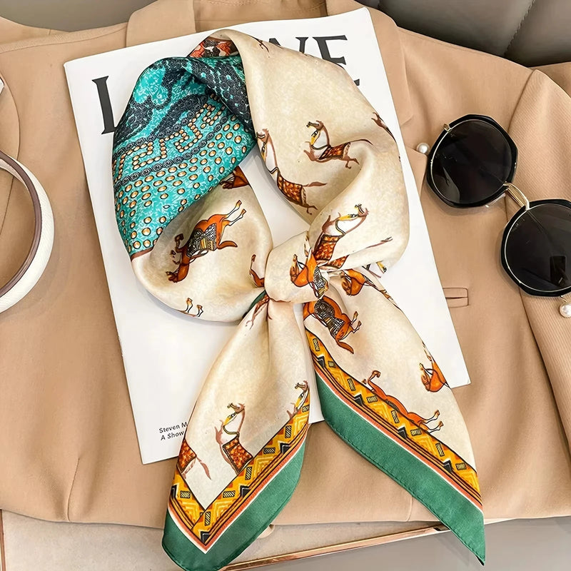 Silk-Feel Square Scarf for Women