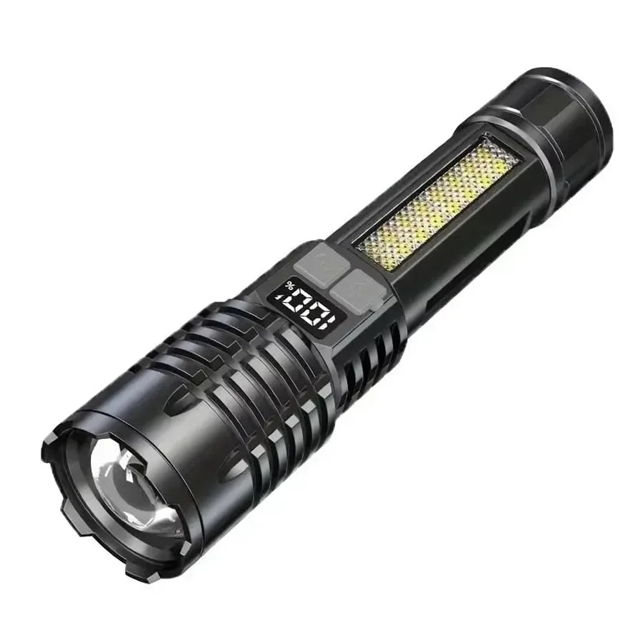Rechargeable LED Flashlight with LCD Display and Zoom