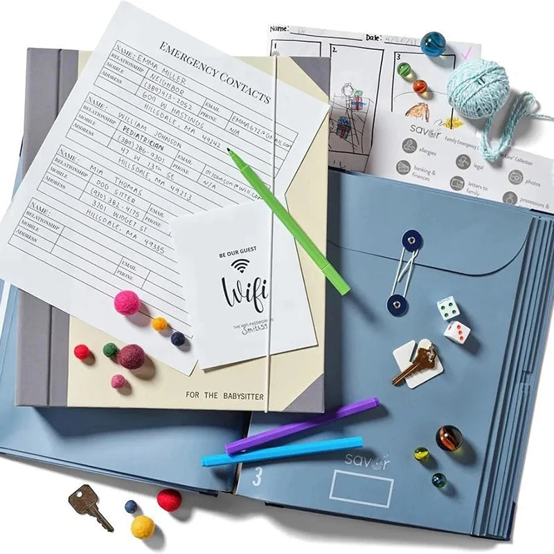Emergency Preparedness Document Organizer with Accordion Pockets