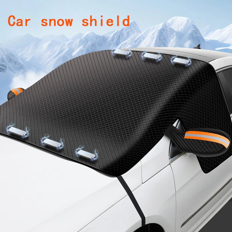 Black magnetic windshield cover with clear shields for car snow shield protection