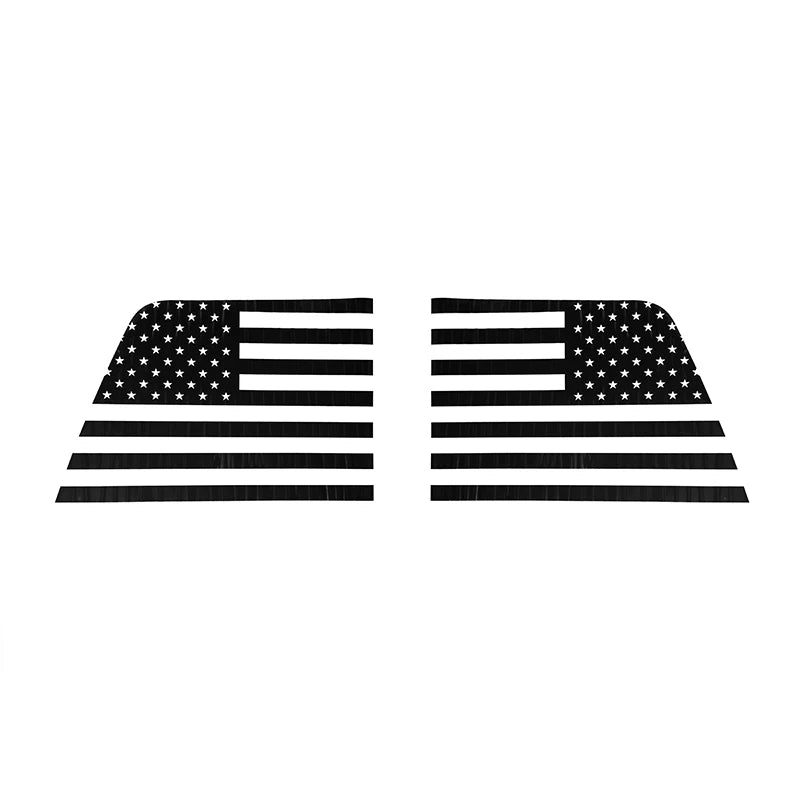 Black and white American flag pattern decorative trim cover for Chevy Silverado and GMC Sierra rear windows