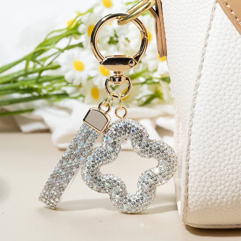 Rhinestone Clover Keychain