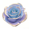 A light blue lotus flower silicone mold with gold accents, shown from above.