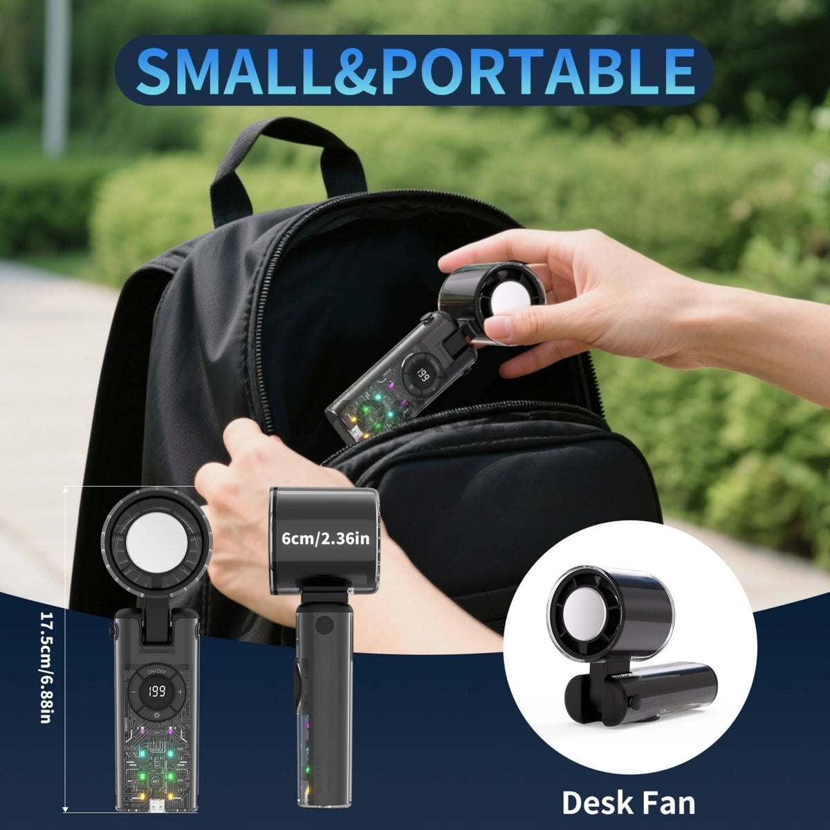 Portable Handheld Cool Mist Fan with LED Display