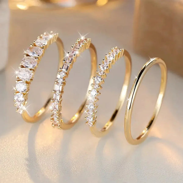 Stackable 14K Gold Plated Rings Set