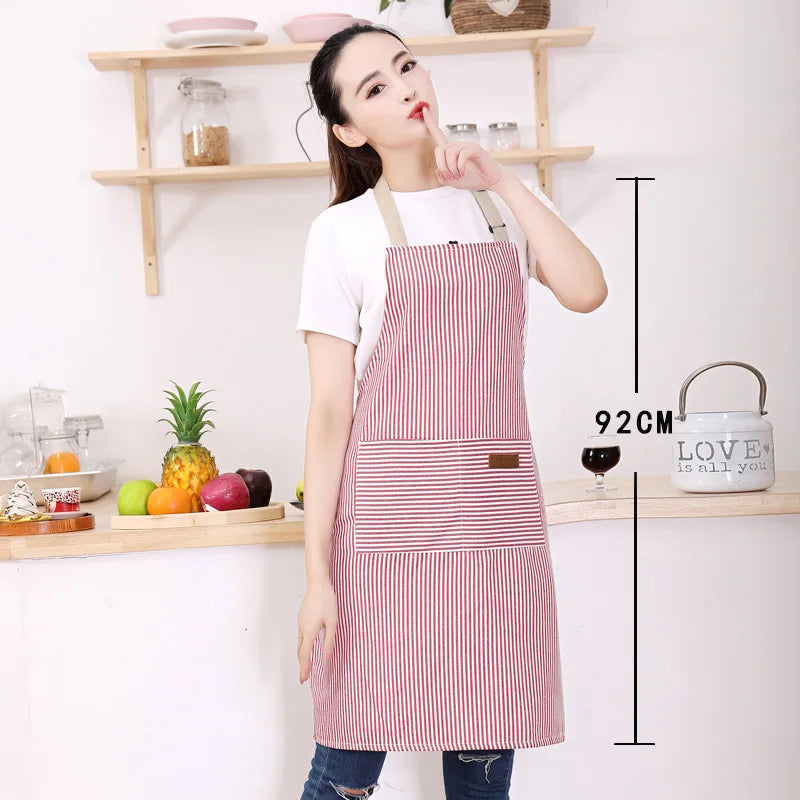 Striped Kitchen & Work Apron with Adjustable Neck Strap