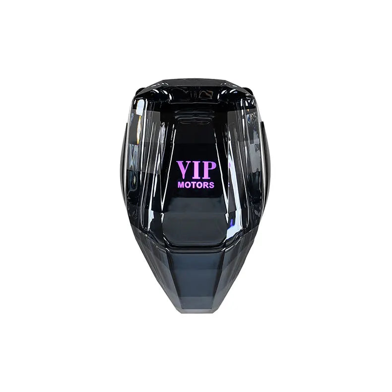 Black VIP Motors crystal gear shift knob with LED illumination