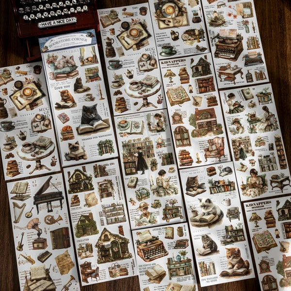 Collection d'autocollants d'impression PVC rétro avec diverses scènes vintage et historiques pour le scrapbooking