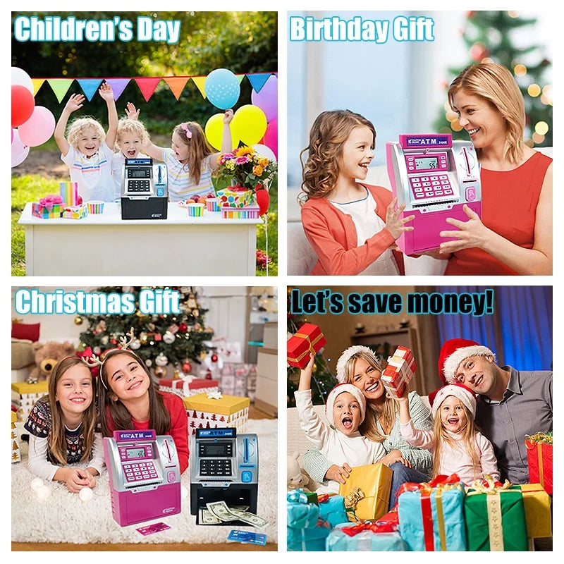 Interactive ATM Money Box for Kids with Card Swipe and Password Access