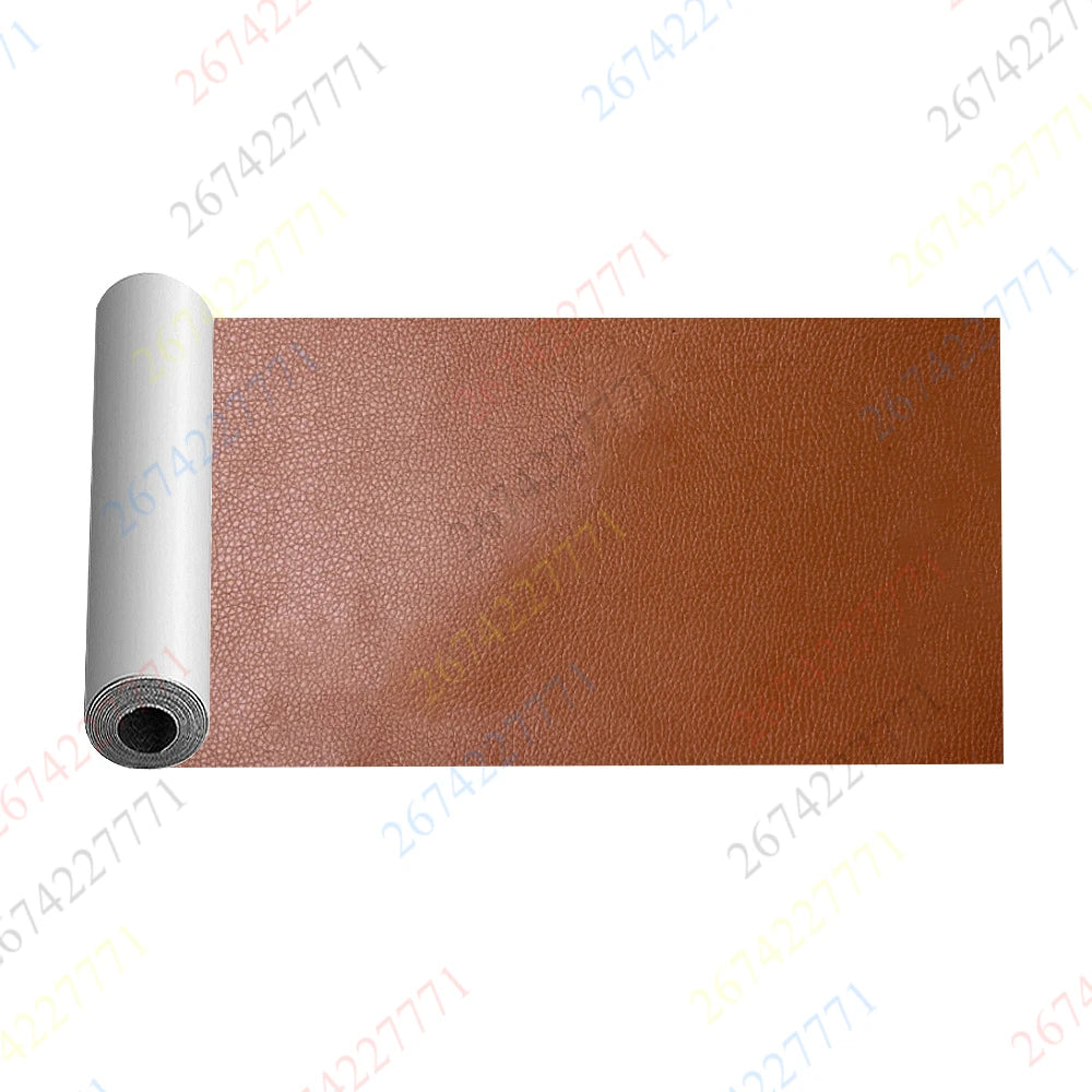 Roll of brown faux leather self-adhesive repair tape for furniture and accessories