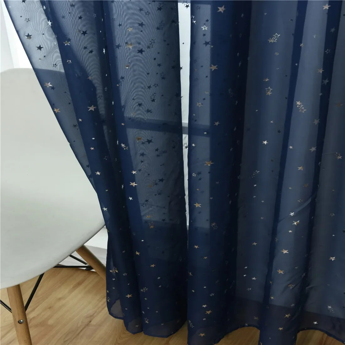 Silver Star Sheer Curtain with Hot Stamping Detail