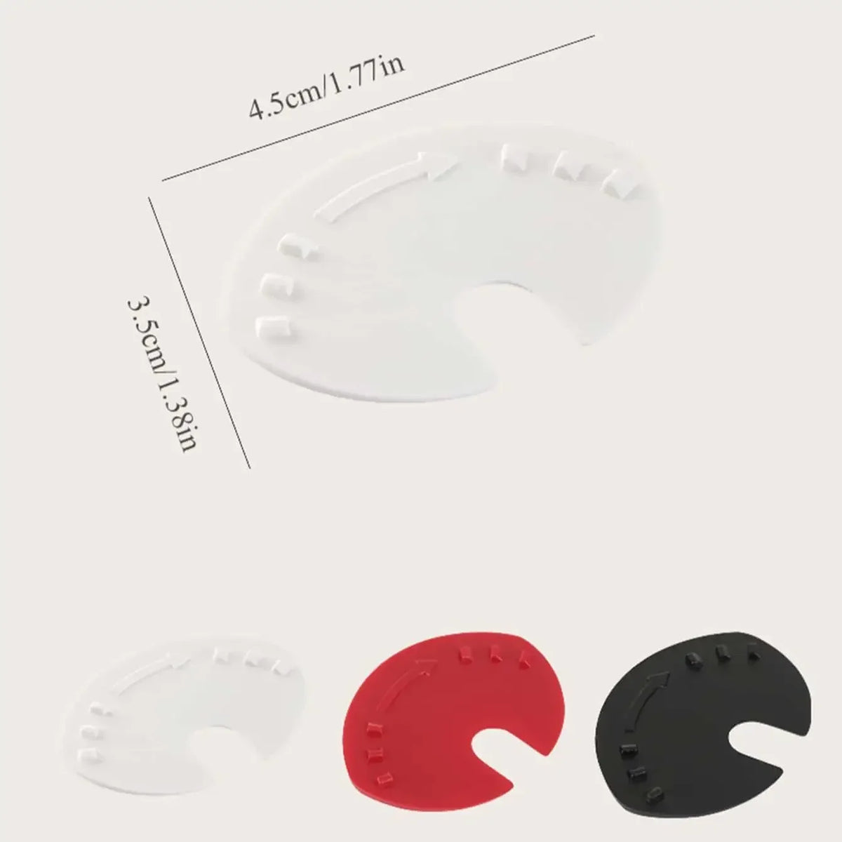 Three reusable beverage can lids in white, red, and black are shown with dimensions.