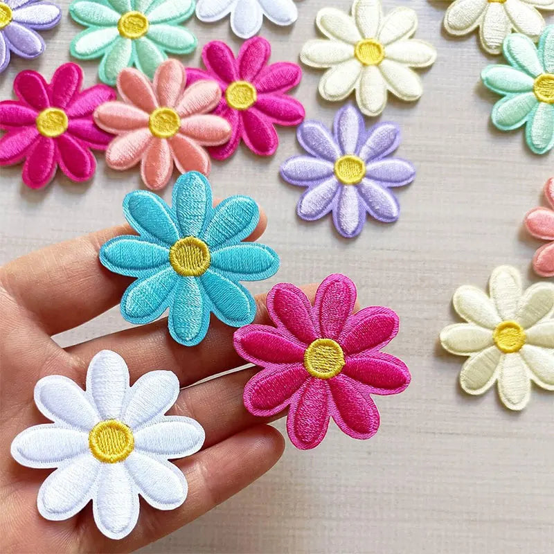 Embroidered Flower Iron-On Patches Set for Clothing & Accessories