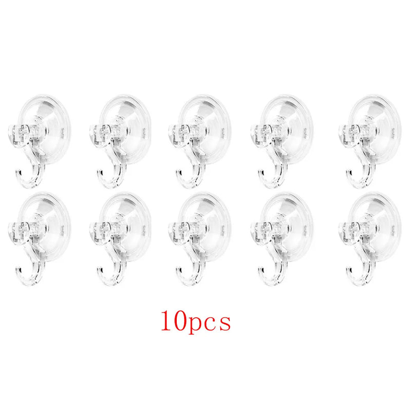 Heavy Duty Clear Suction Cup Hooks (10-Pack)