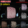 Leopard Print Plush Car Headrest Cover, Set of 2
