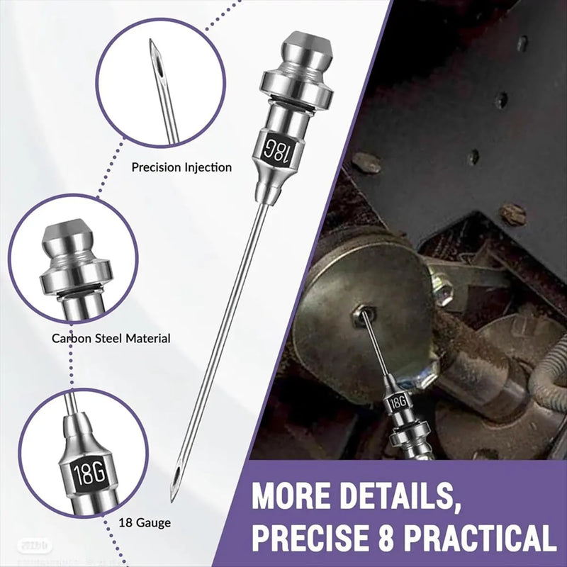 Grease Gun Coupler Kit with 90° Adapter and Needle Nozzles