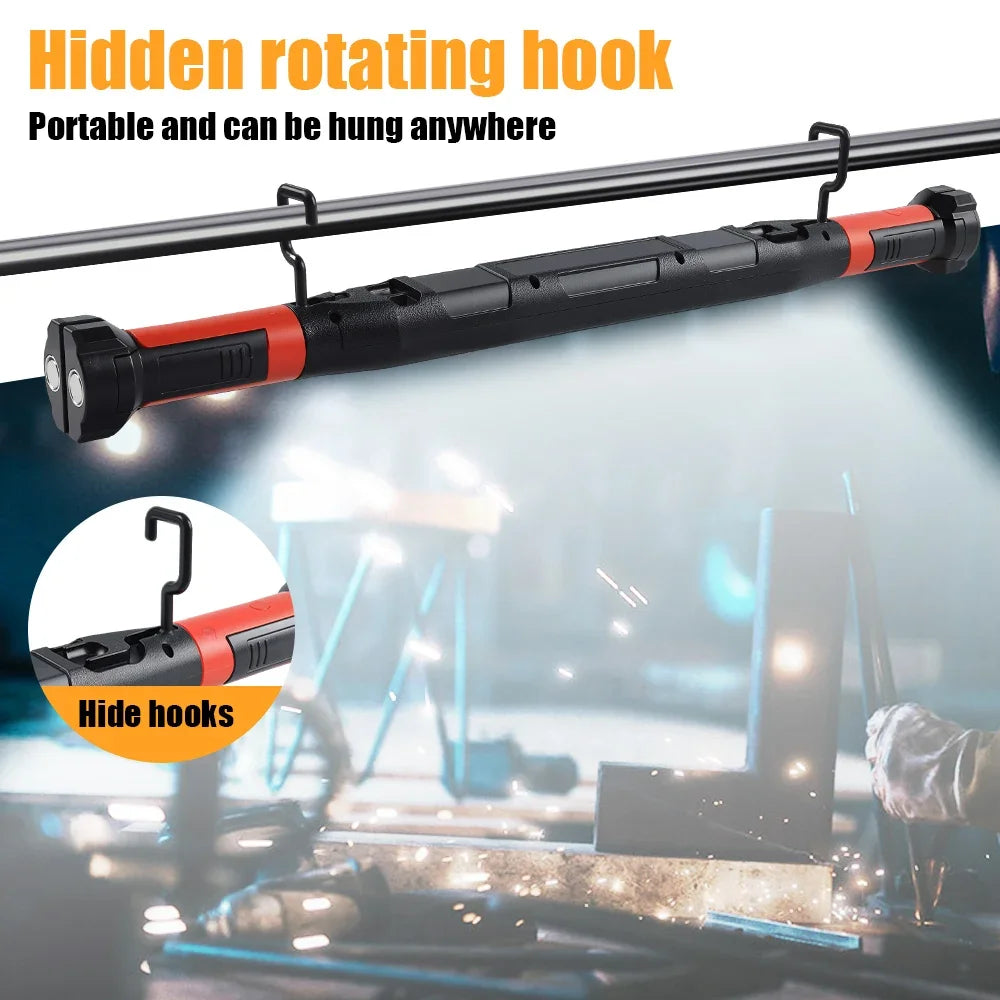 Rechargeable LED Work Light with Magnetic Base and Hooks