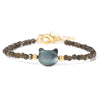 Natural Stone Bead Bracelet with Adjustable Lace-Up Closure