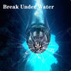 A dark blue underwater scene with a bright beam of light shining down, illustrating the concept of breaking under water.