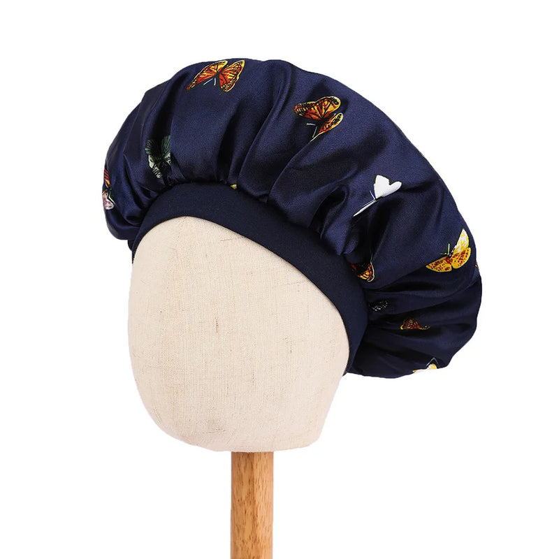 Butterfly Print Satin Sleep Cap for Kids
