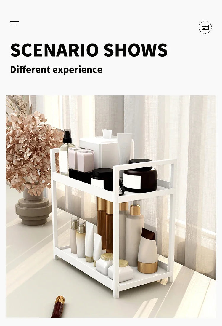2-Tier Metal Desktop Organizer Rack for Cosmetics, Office Supplies & Bathroom Essentials
