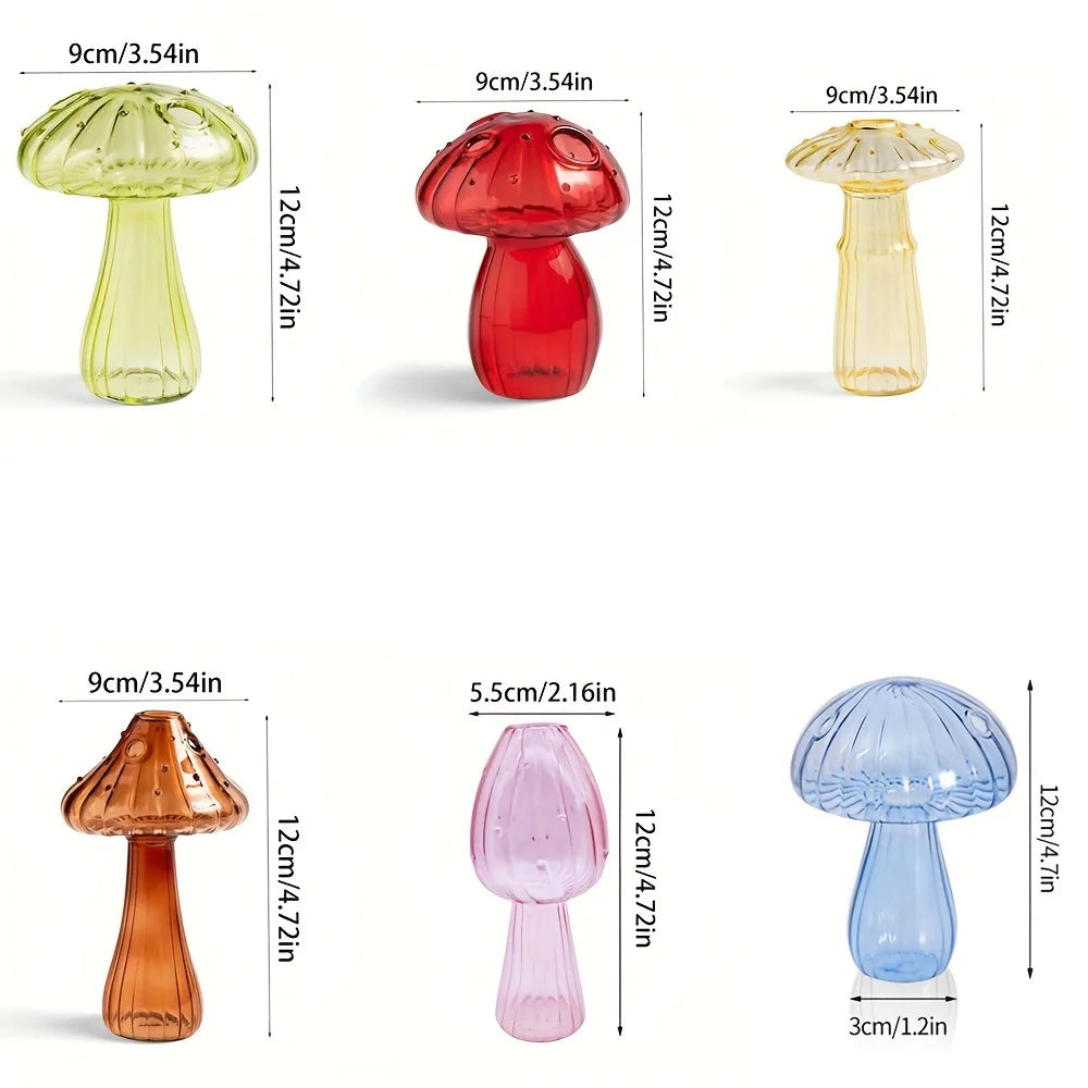 Colorful Glass Mushroom Vase for Hydroponic Plants
