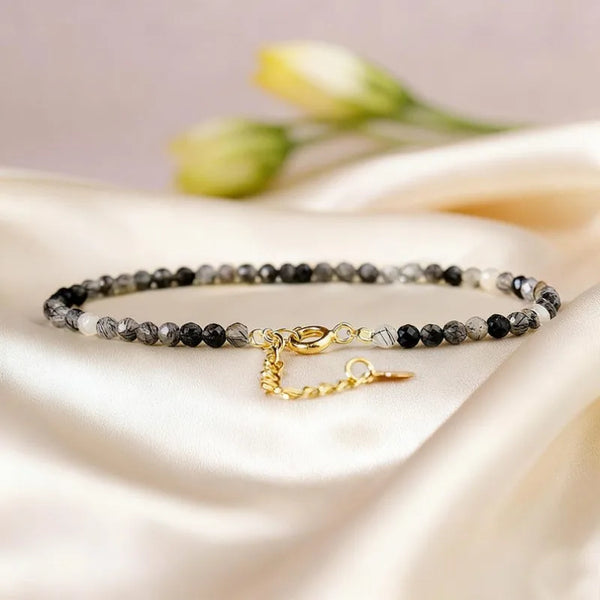 Schwarzer Turmalin & Rutilquarz Armband