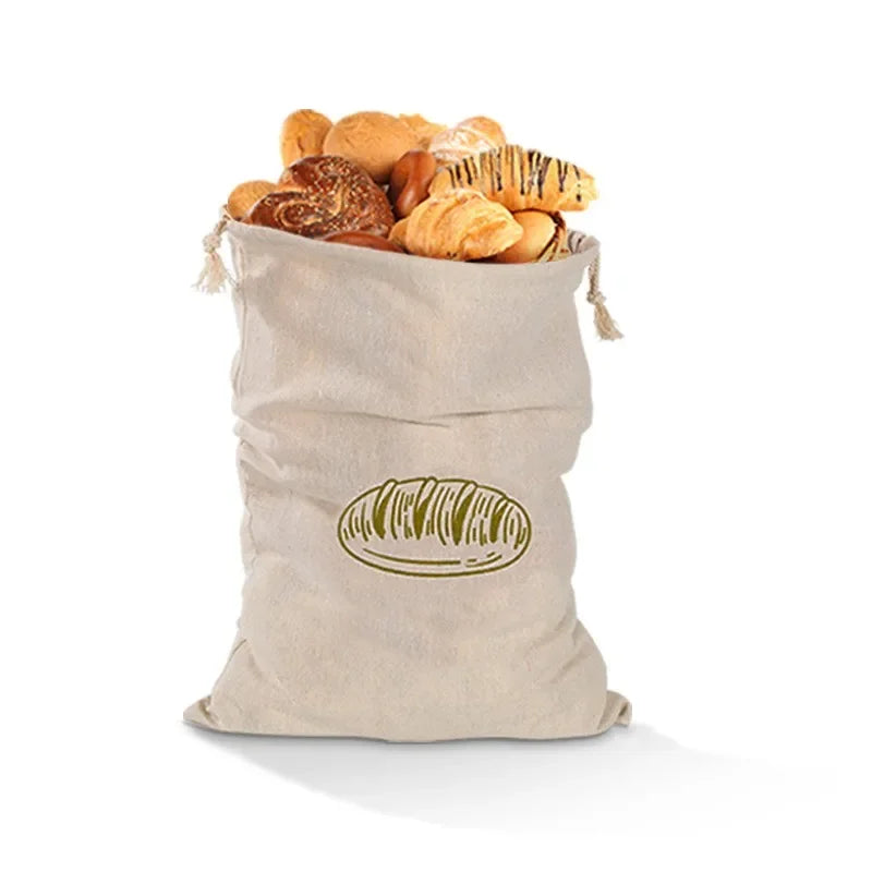 Reusable Linen Drawstring Bread Storage Bag