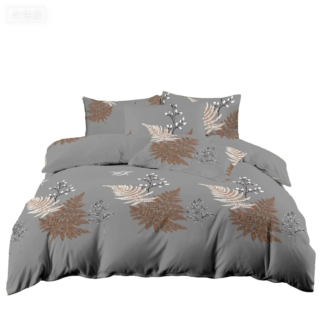 Botanical Leaf Print Duvet Cover Set with Pillowcases
