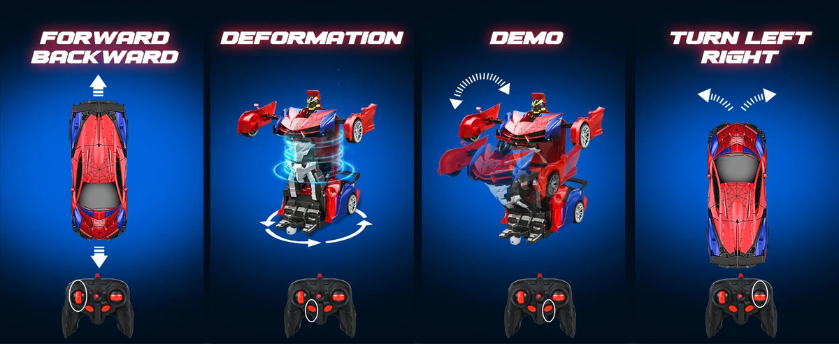 2-in-1 Transforming RC Car & Robot with LED Lights