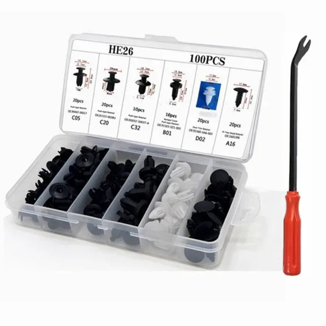 Universal Auto Trim Clip Assortment Kit – Plastic Push Rivets & Fasteners