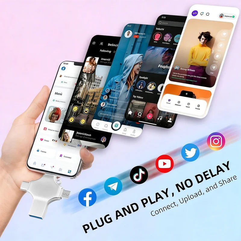 4-in-1 USB 3.0 OTG Flash Drive for iPhone, Android, and Type-C Devices