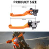 A close-up view of an orange CNC aluminum clutch and brake lever set for motorcycles.