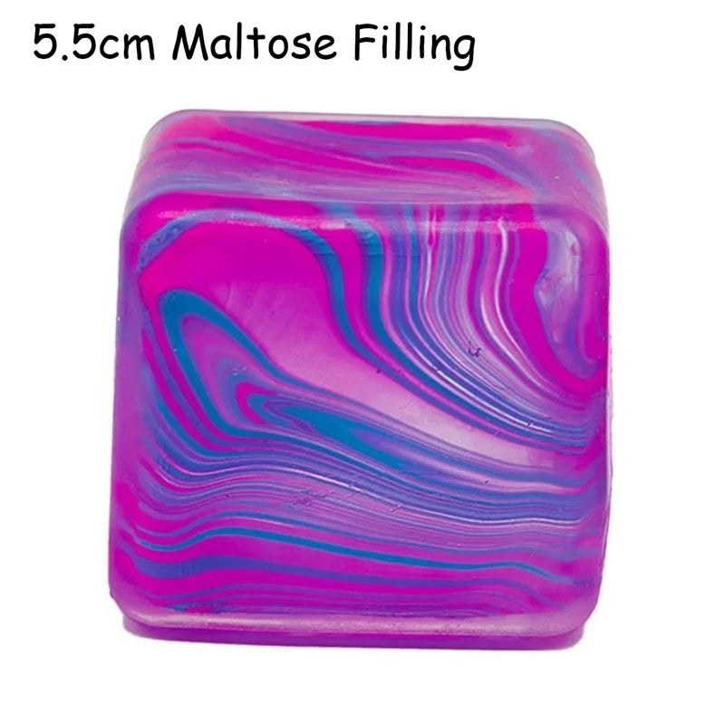 Squishy Stress Relief Cube with Soothing Swirl Design