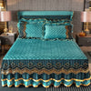 Crystal Velvet Gold Lace Bed Skirt with Anti-Slip Base