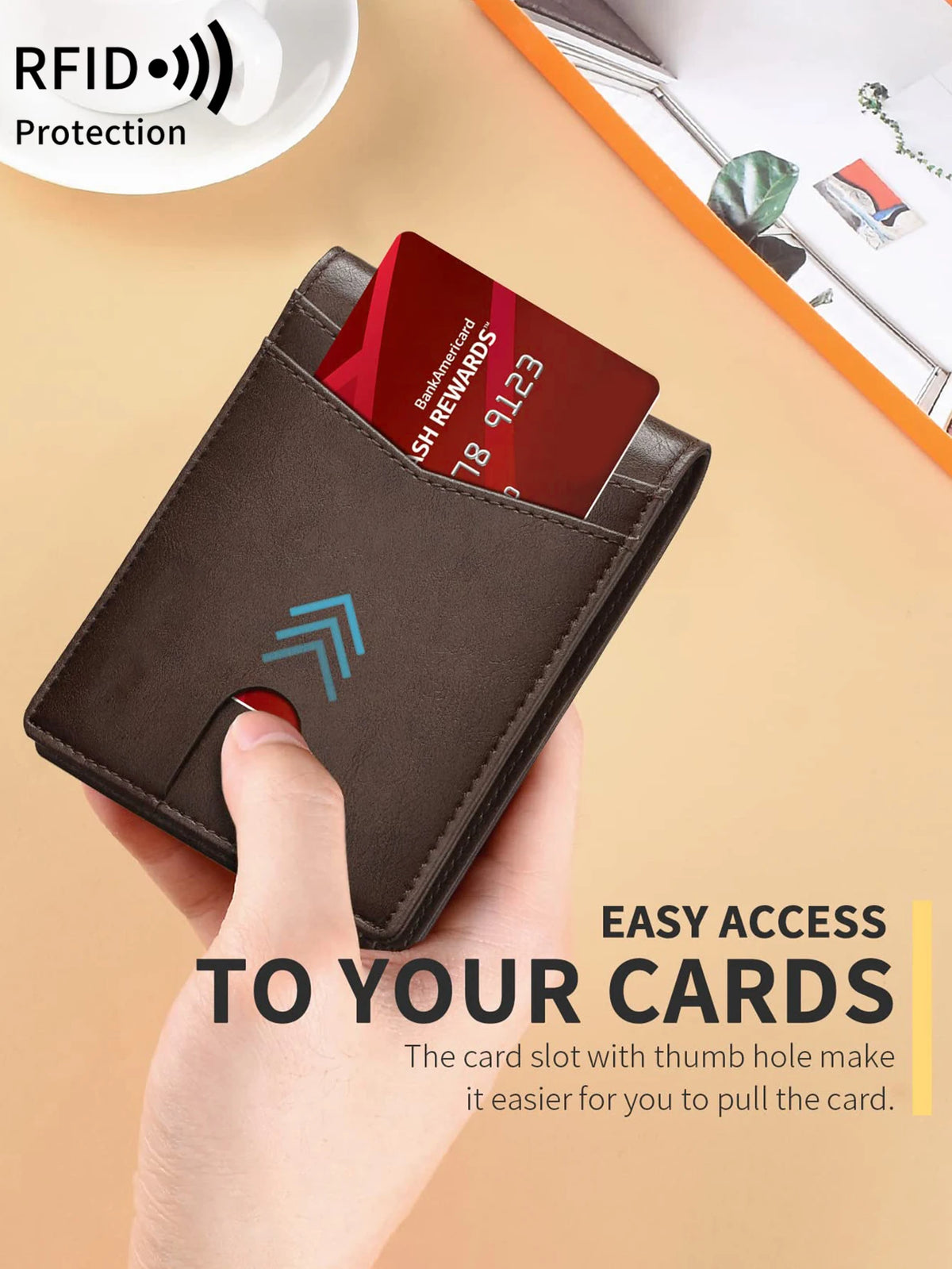Slim Carbon Fiber Trifold Wallet with RFID Protection