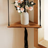 Triangle Wood Floating Wall Shelf with Macrame Rope