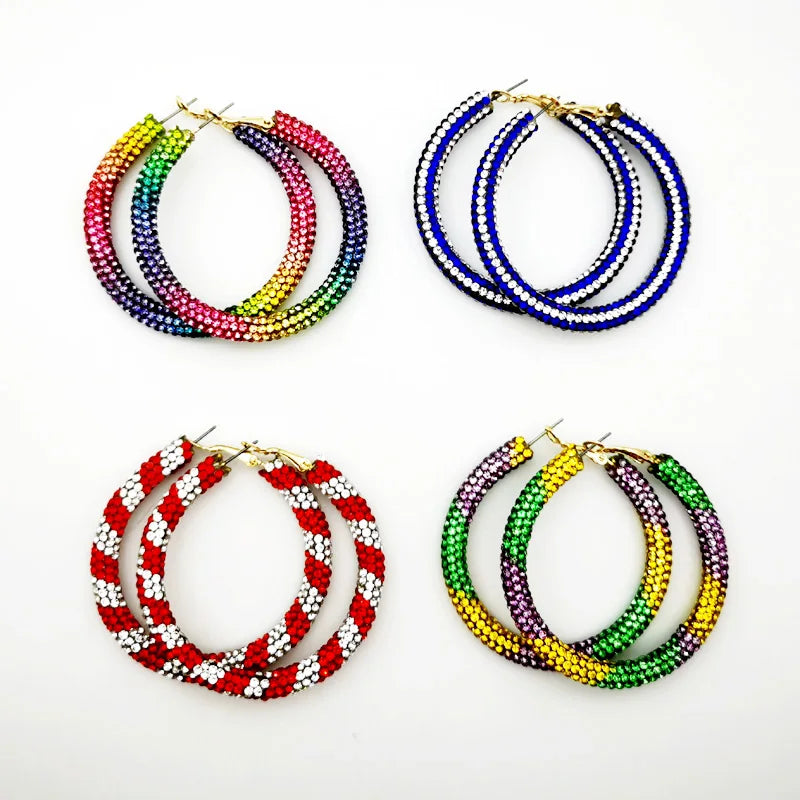 Rainbow Crystal Hoop Earrings