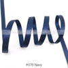 Navy blue satin ribbon with a wavy pattern