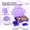 Purple portable kids lunch box featuring separation design with sturdy air-tight buckle, silicone gasket, thickened PP plasti