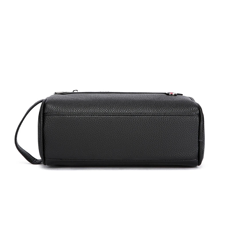 Men's Soft Leather Business Clutch Bag – Minimalist Travel Handbag with Zipper Closure