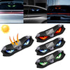 A set of solar-powered car ambient lights featuring demon eye designs in green, blue, and red.