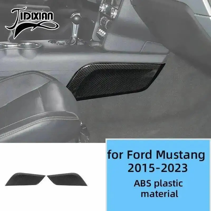 Black carbon fiber grain decorative trim piece for Ford Mustang 2015-2023