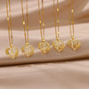 Zircon Flower Heart Initial Necklace