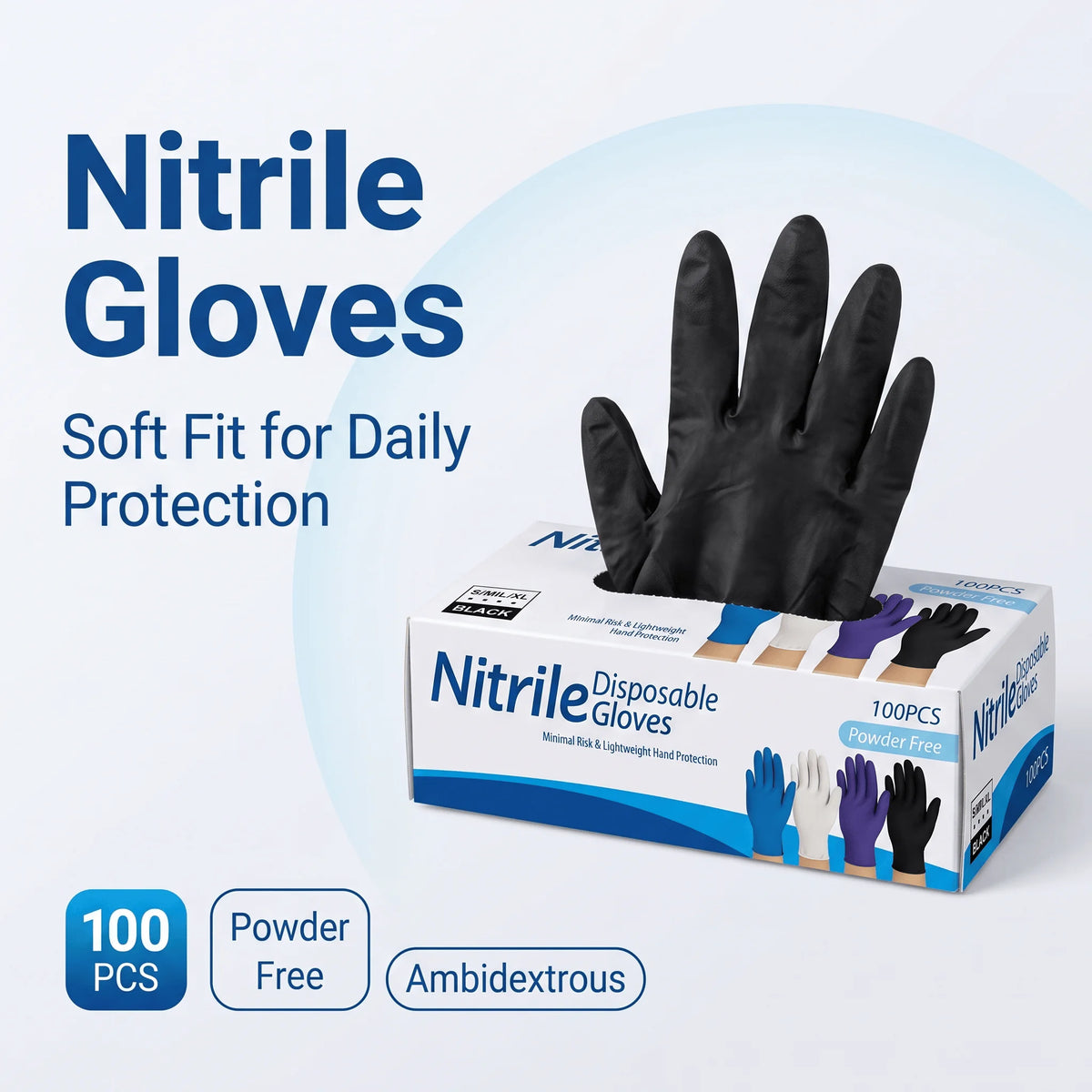 Black Disposable Nitrile Gloves (100-Pack)