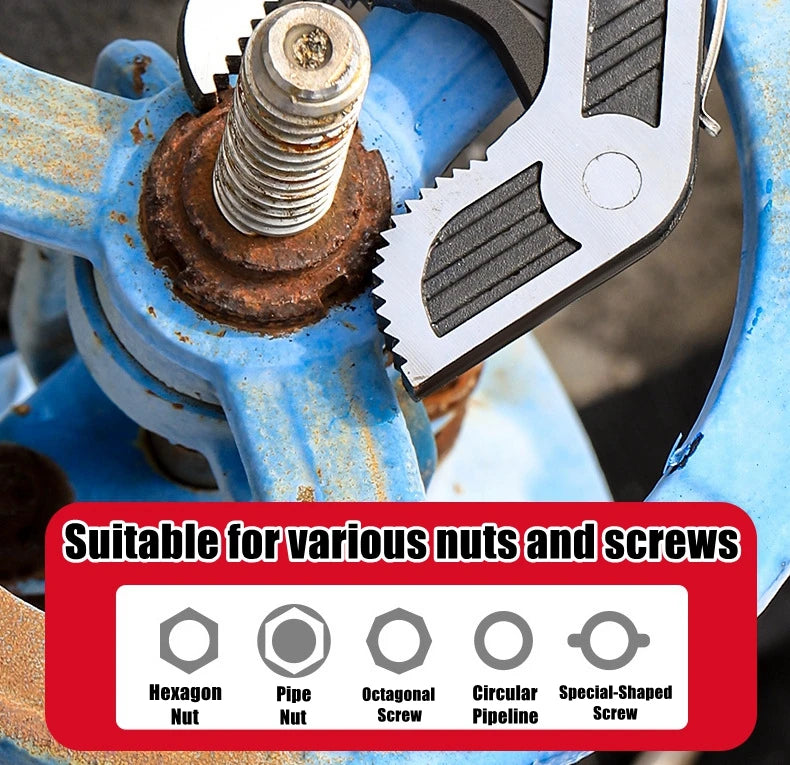 Self-Locking Pipe Wrench with Adjustable CR-V Steel Jaws