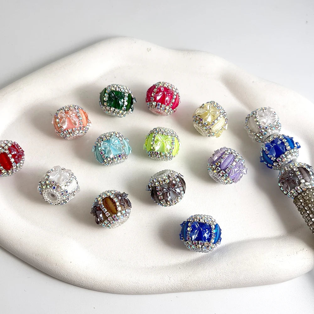 Acrylic Bow Rhinestone Beads for Jewelry Making - 50 Pieces