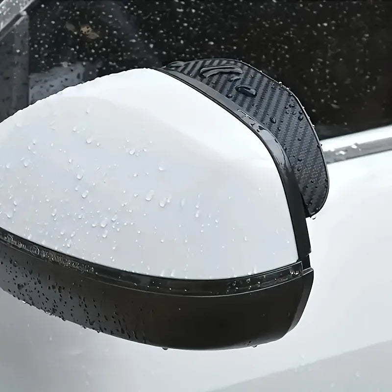 Carbon Fiber Textured Mirror Rain Covers with Red Accent – Anti-Fog & Waterproof Fit