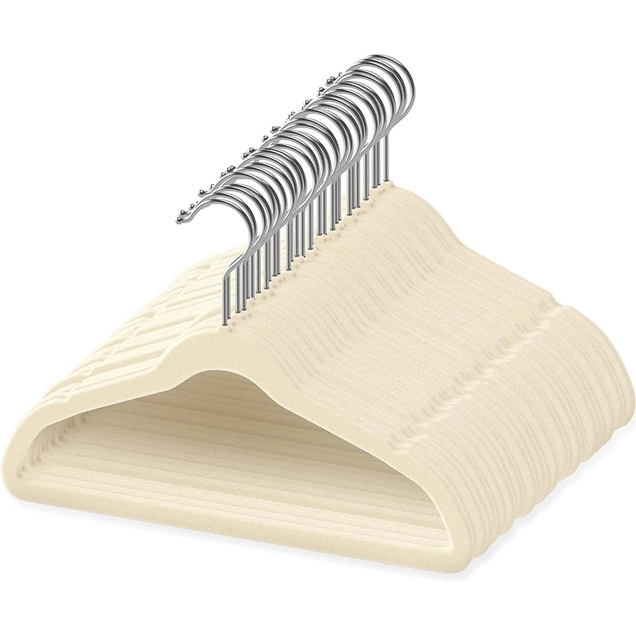Kids' Velvet Non-Slip Slim Hangers with 360° Swivel Hooks (10-Pack)