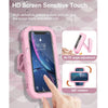 Pink waterproof phone holder allowing 360 degree rotation and sensitive touch for use in the shower